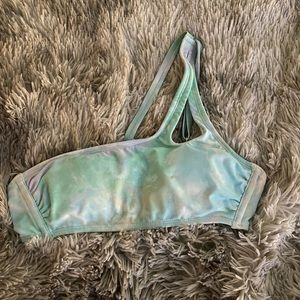 One shoulder tie dye bikini top